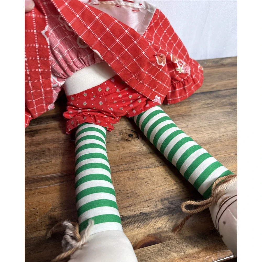 Vintage Strawberry Shortcake Doll 22” Red Plaid Dress Green Stripes 1980s Toys